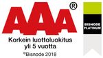 AAA korkein luottoluokitus Bisnode 2018